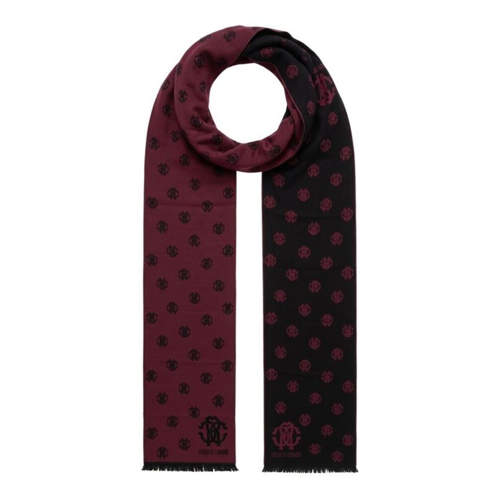Roberto Cavalli ESZ051 02000 Red Wool Blend Logo Mens Scarf